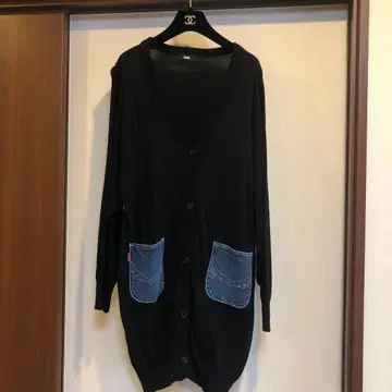 블랙 데님 포켓 가디건