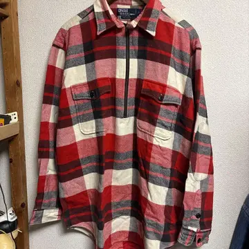 랄프 로렌 풀오버 헤비 플란넬 셔츠 턱 스트랩