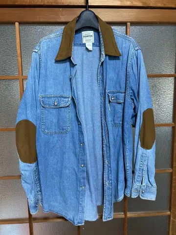 EDWIN 데님 셔츠 S 엘보 배치 포함