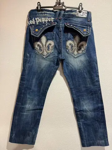 Red Pepper 블루 인디고 자수 데님 팬츠 사이즈 32