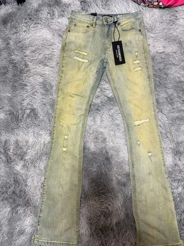 SERENADE 라이트 블루 데미지 데님 팬츠