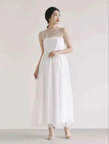 kaene 도트 x 스캘럽 롱 원피스 36