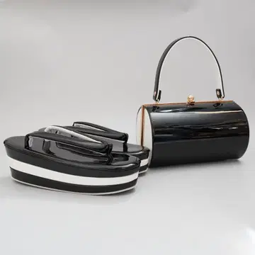 [블랙 x 화이트] 에나멜 조리 백 세트 프리 사이즈 성인식 졸업식