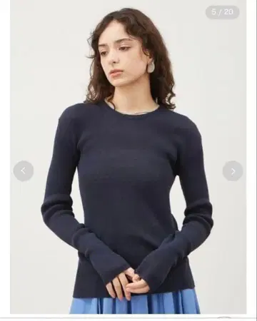 새상품 MilaOwen 코튼 크루넥 리브 풀오버