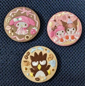 산리오 자수 캔뱃지 3개 세트