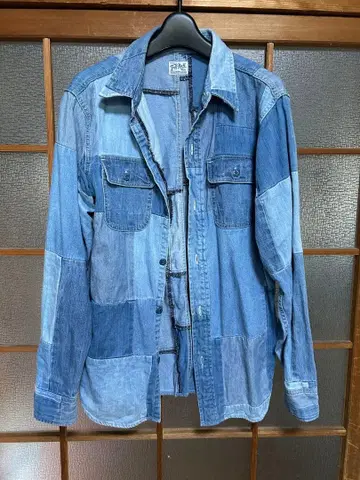 Tuff-Nuff 데님 패치워크 긴팔 셔츠