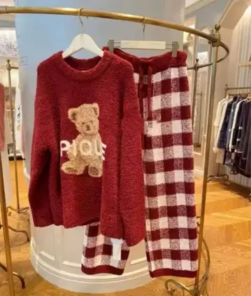 [인기] 젤라또피케 룸웨어 젤라피케 겨울 와인 레드 상하의 세트