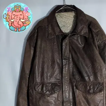 가죽 자켓 브라운 A2 타입 M 사이즈 안감 올 패턴