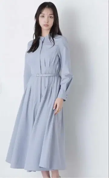 [ 컨디션 최상 ] 내추럴 뷰티 베이직 라이트 블루 긴팔 셔츠 원피스