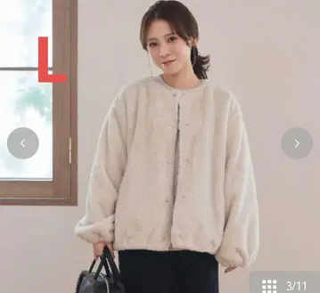 시마무라 yumi 퍼프 자켓 L 새상품 크림