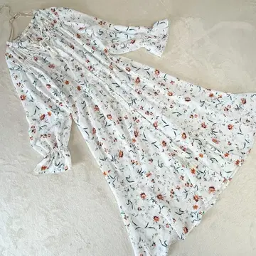 오조크 꽃무늬 롱 원피스 플레어 슬리브 봄 여름 페미닌 M