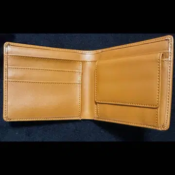 이단 접이식 지갑 카멜 가죽
