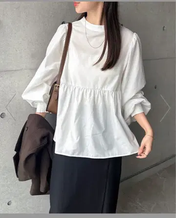 andme 2way 볼륨 긴팔 페플럼 셔츠 블라우스