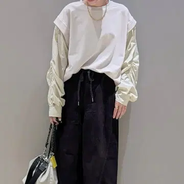 LEPSIM 렙심 소매 개더 이소재 풀오버