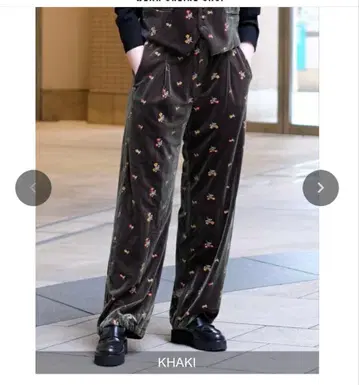 TICCA 꽃무늬 자수 플라워 자수 벨로아 팬츠