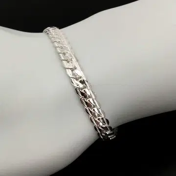 각인 실버 체인 팔찌