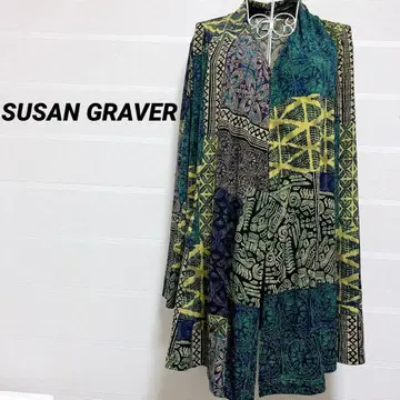 SUSAN GRAVER 다색 롱 가디건 겉옷 패치워크 패턴