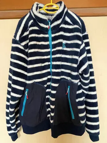 CHUMS 플리스 자켓 XL 네이비/화이트 스트라이프