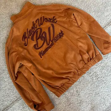 브라운 스웨이드 자켓 백 자수 90s
