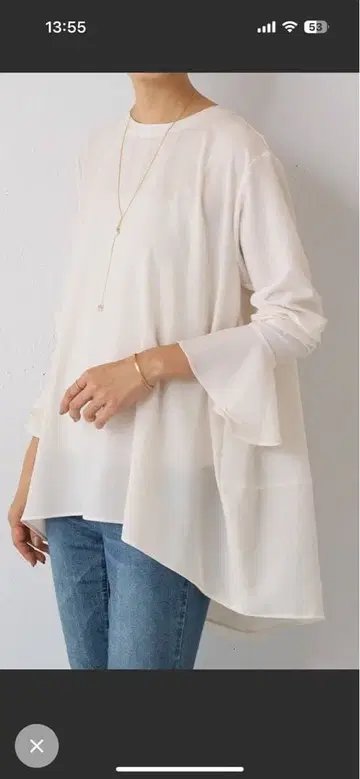 택 포함 새상품 비어즐리 프릴 카우 이후 드레이프 T 블라우스