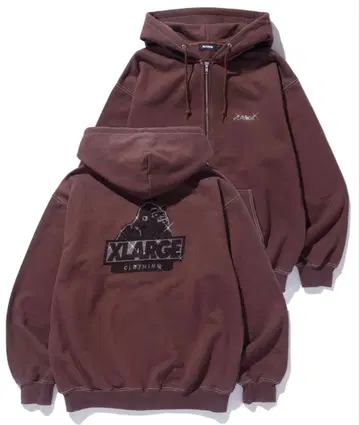 X-LARGE 큐빅 풀 집업 후드티 브라운 L 사이즈