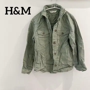 H&M 밀리터리 자켓 100% 코튼 카키