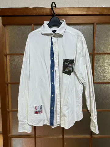 Psycho Bunny 화이트 셔츠 카모플라쥬 포켓