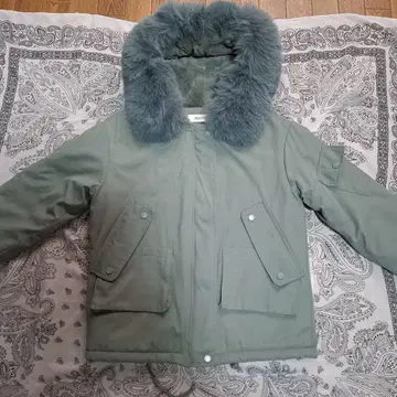 JINGPIN 후드 부착 카키 그레이 코트