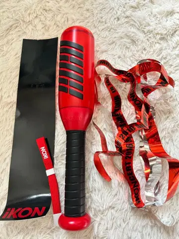 iKON 응원봉 빨간색 은색 테이프 포함