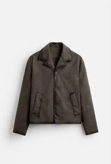 ZARA 다크 브라운 워시 가공 페이크 가죽 자켓