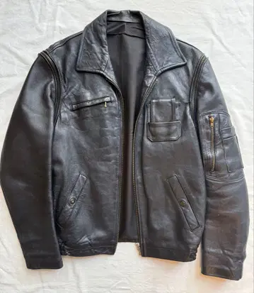 프랑스군 블랙 가죽 자켓 유로 빈티지