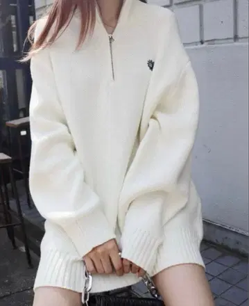 EVRIS SUNNY 하프 지퍼 니트탑