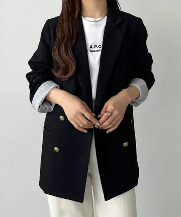 callautia 골드 버튼 테일러드 자켓 블랙