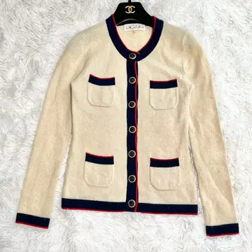 [ chesty ] 체스티 긴팔 가디건 캐시미어 아이보리 골드 버튼