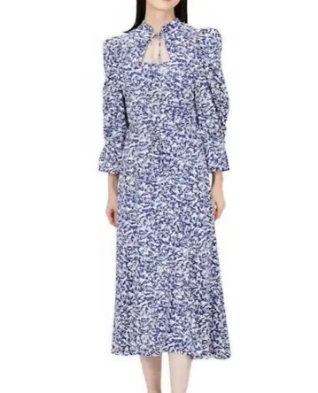 SNIDEL 새상품급 파랑과 화이트 꽃무늬 원피스