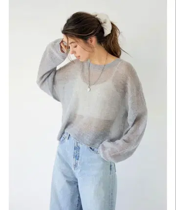 Ungrid 모헤어 혼방 시어 니트 라이트 그레이