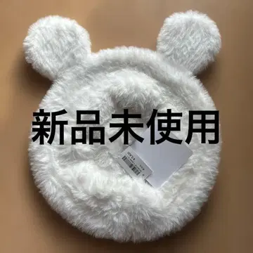 도쿄 디즈니 리조트 2025 미키 귀 달린 퍼 모자 화이트