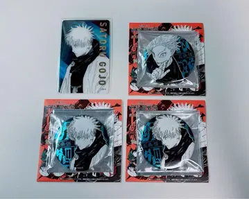 주술회전전 고죠 사토루 데컬렉션 캔뱃지 클리어 카드 4개 세트