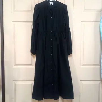 블랙 원피스 긴팔 개더