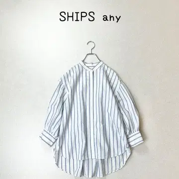 SHIPS any 밴드 카라 스트라이프 블라우스