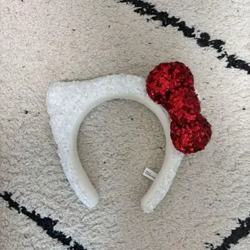 헬로키티 머리띠 화이트 빨간색