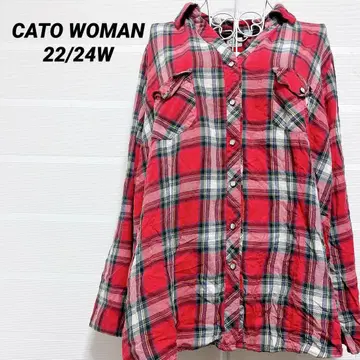CATO WOMAN 여성용 긴팔 셔츠 플란넬 셔츠 체크 22/24W