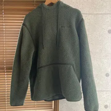 플리스 후드 파카 올리브 그린
