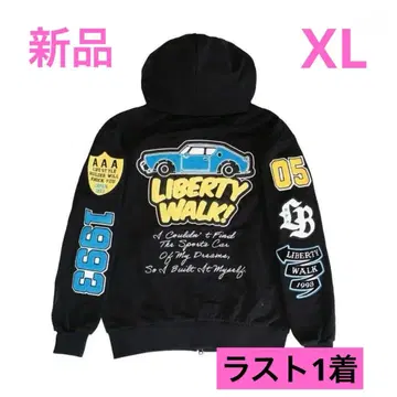 LIBERTY WALK 상의 집업 후드티 블랙 자수 로고