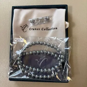 Cranes Collection 목걸이 46cm 그레이 & 귀찌 세트