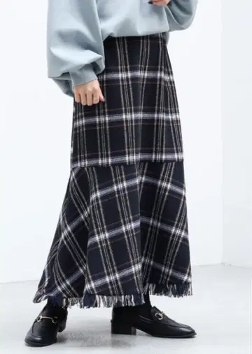 [클리닝 완료] BEAMS HEART 체크 무늬 머메이드 스커트