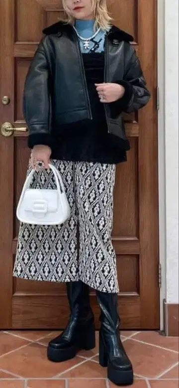 레이빔즈 Ray Beams 니트 프론트 지퍼 스커트