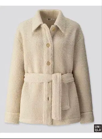 새상품급 유니클로 보아 아우터 숏 코트 L 플리스 아이보리