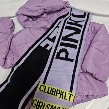 퍼플 후드 부착 다운 자켓