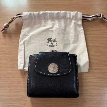 IL BISONTE 블랙 접이식 지갑 가마구치